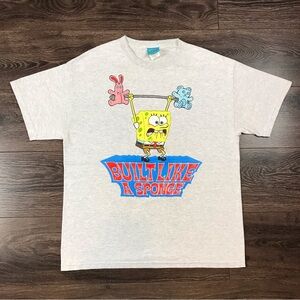 Nickelodeon SpongeBob SquarePants Youth Vintage 2000’s Gray Workout T-Shirt Sz L